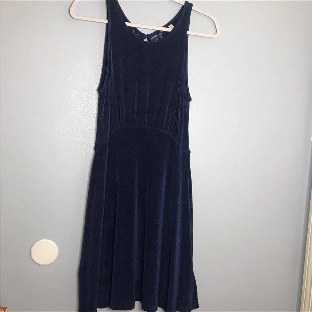 Free People Urban Outfitters Open Lace Back Slinky Tank Dress Blue SZ M